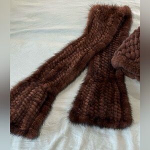 Elegant mink Brown Fur Scarf